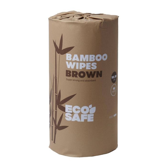 Ecosafe Bamboo Wipes Heavy Duty Brown 500mm X 300mm 45m 90 Wipes Roll Cleaning Supplies