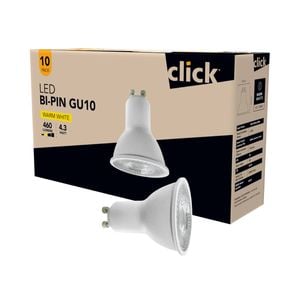 Click GU10 LED 500lm Warm White 4.3W Globe - 10 Pack