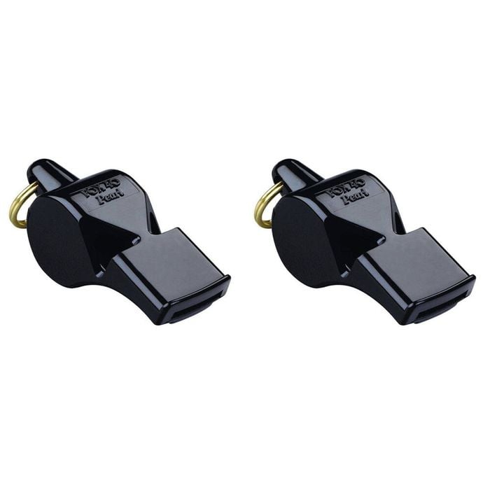 2PK Fox 40 Summit Pearl Whistle w/ Breakaway Lanyard Black