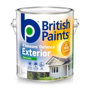 British Paints 4 Seasons Semi Gloss White Exterior Paint - 2L