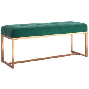 vidaXL Dark Green Velvet Entryway Bench