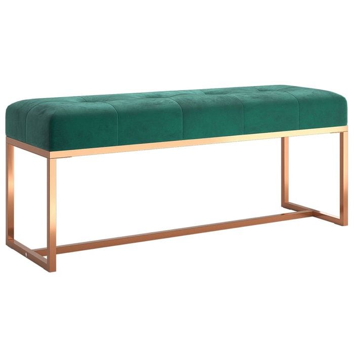 vidaXL Dark Green Velvet Entryway Bench