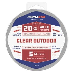 Permastik 24mm x 5m Clear Outdoor Mounting Tape