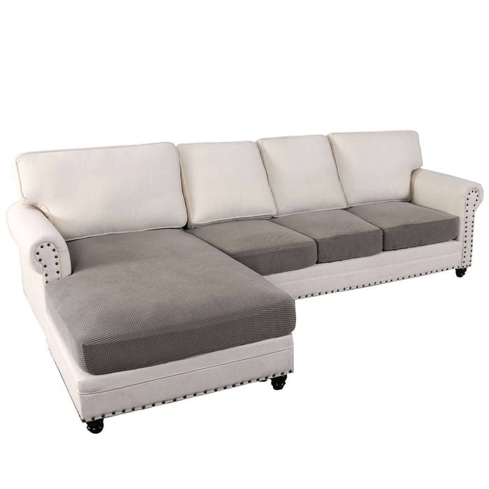 Smarcute L-shaped Sectional Sofa Covers Couch Lounge Cushion Cover (seat Only: 1 Chaise + 3 Seat Cover, Taupe)