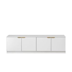 European Cabinetry White Slim Pull Brass Handles Bucharest TV Unit