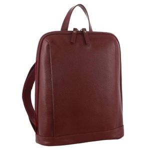 Ladies Nappa Leather  Twin Zip Backpack w/ Zipped Pocket Cabernet Red