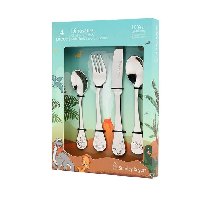 Stainless Steel 4 Piece Children's Cutlery Set Dinosaurs Stanley Rogers