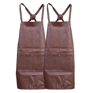 2x Pierre Cardin Professional Leather Apron Butcher Woodwork Barber Chef Brown