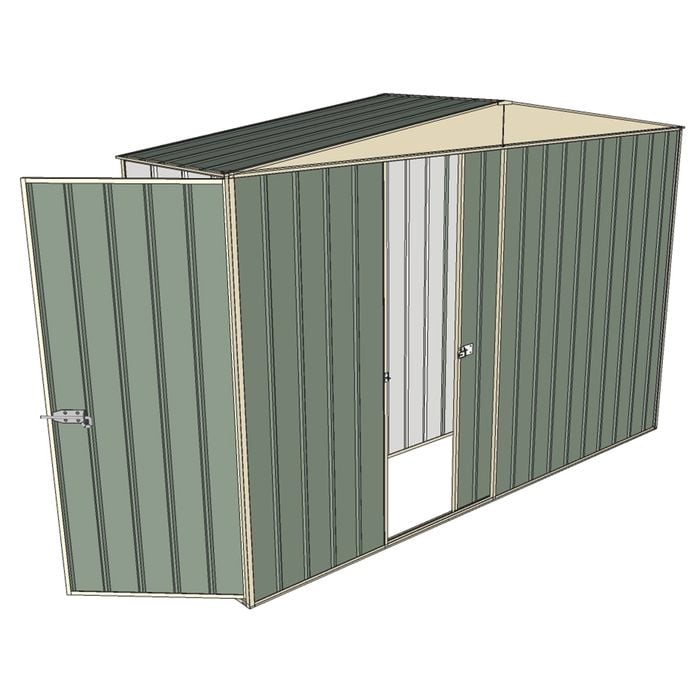 Build-a-Shed 3.0 x 0.8 x 2.3m Gable Single Hinged Side Door Shed - Green