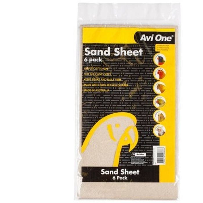 6 Pack of Bird Sand Sheets 41cm x 23cm for Bird Cages (Avi One)