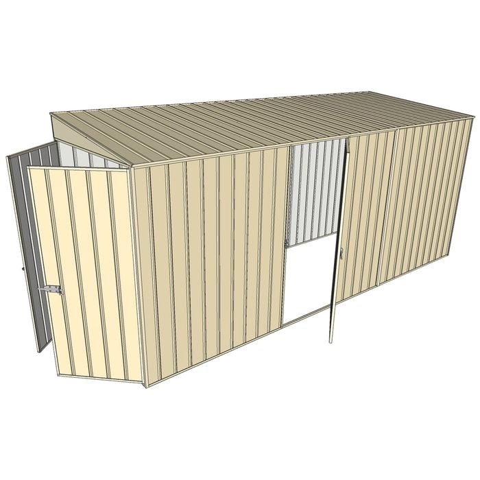 Build-a-Shed 1.5 x 4.5 x 2m Single Hinged Side Door Skillion Shed - Cream
