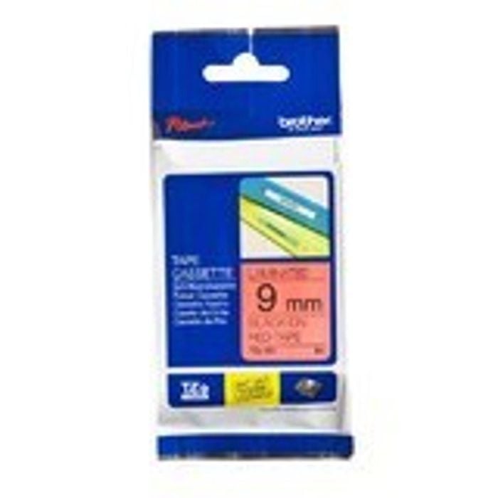 Brother Tze-421 / 9mm Black On Red Laminated Labelling Tape - 8 Metres