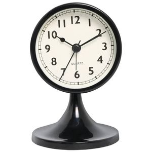 NNEOBA Nordic Vintage Metal Alarm Clock Silent Table Clock with Nightlight Black