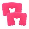 Catzon 2 Pcs Inflatable U-Shaped Pillow Flocked Fabric-Rose Red
