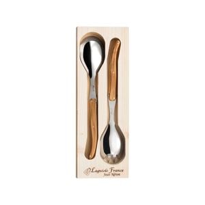 Laguiole Jean Neron Salad Server Set - Olive Wood