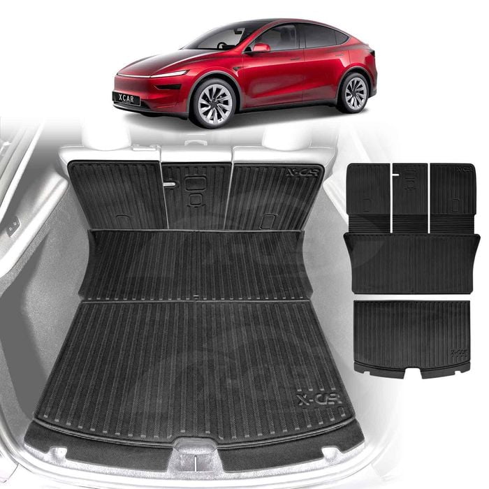 2-In-1 Boot Liners for Tesla Model Y Juniper 2025-Onwards All Weather Heavy Duty Back Seat Cargo Mats Car Trunk Luggage Tray