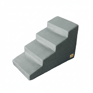 P&P Grey Foam Dog Ramp Stairs Four Step With Non Slip Base For Small Pets