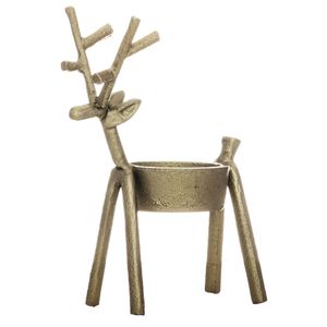Ladelle Prancer Reindeer Handcrafted Gold Tea Light Holder 7.6x35x14cm