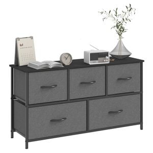 Advwin 5 Chest Of Drawers Storage Cabinet Tower Dresser Lowboy Dark Grey