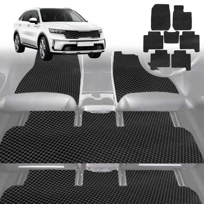 6D Diamond Car Floor Mats for Kia Sorento 2021-Current-Ultimate Set-Black-Outback GT