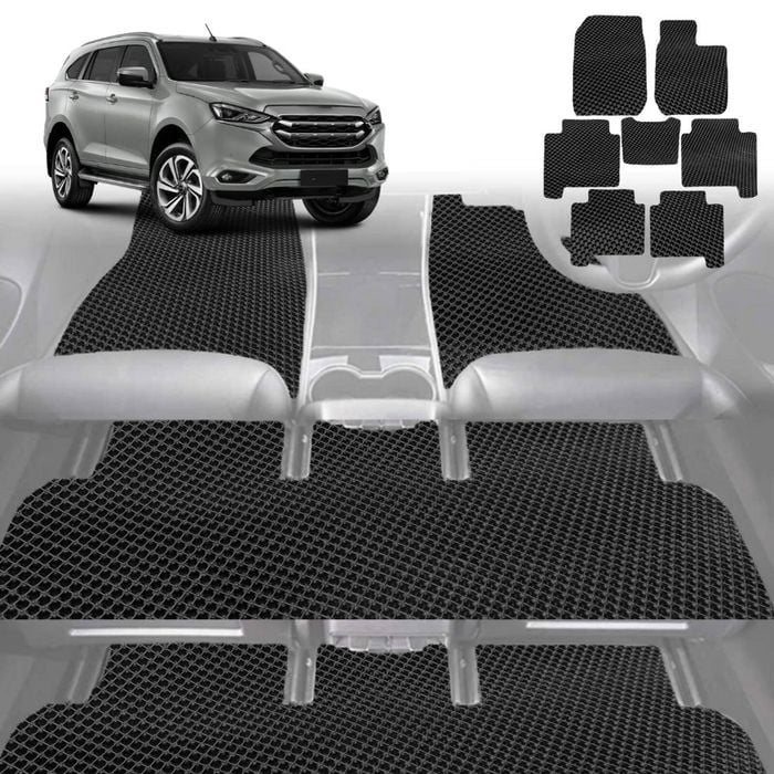6D Diamond Car Floor Mats for Isuzu MU-X 2021-Current-Ultimate Set-Black-Outback GT