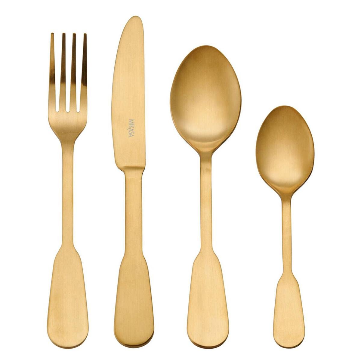 16pc Mikasa Soho Gold Kitchen Stainless Steel Cutlery Set - Bunnings ...