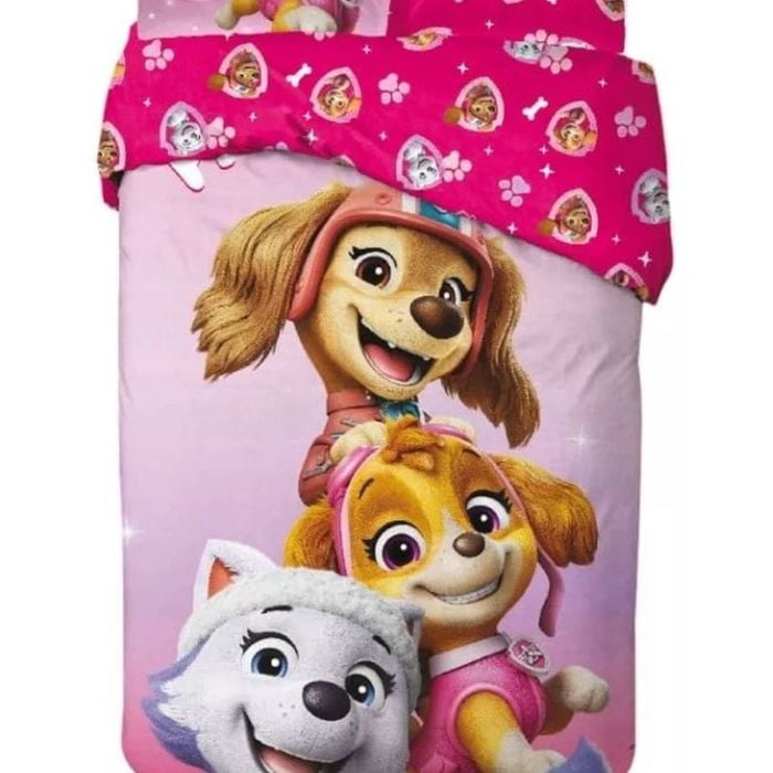 Paw Patrol Friends Pink Squad Kids Cotton Quilt Cover Set - Single Bed Size