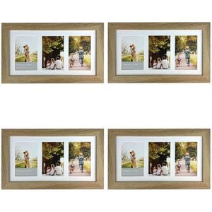 4PK Frankie & Me Wooden Collage 4x6'' Triple Picture Frame Home/Office Decor Oak