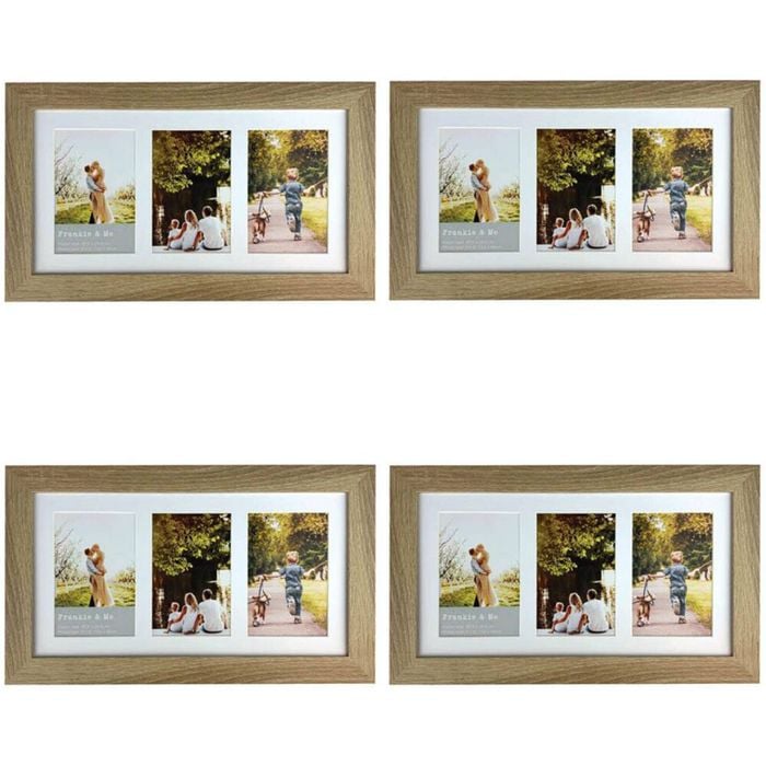 4PK Frankie & Me Wooden Collage 4x6'' Triple Picture Frame Home/Office Decor Oak