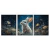 3pcs Mystical Rabbit Amongst Foggy Forest Print 100% Australian Made 3 x 40x60cm (Metal Print)