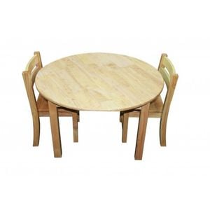 Rubberwood Round Table 90cm & 2 Stacking Chairs