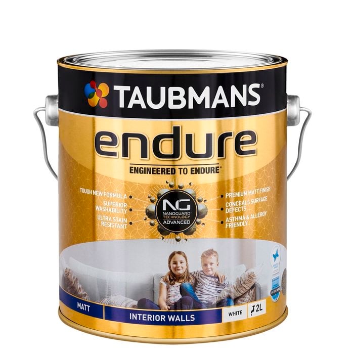 Taubmans 2L White Matt Endure Interior Wall Paint