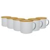 Argon Tableware 375ml Enamel Mugs - Yellow Rim - Set Of 6 Metal Drinking Cups Coffee Teacup Mug Set Hot, Cold Drinks Cups