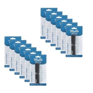12pk Malli Braided Flat Portable Sewing Elastic Band Tape/cord 2cm X 3m Assorted