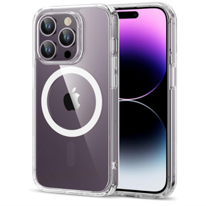 Case Clear Magnetic Shockproof Cover - For Apple iPhone 14 Pro (Clear)