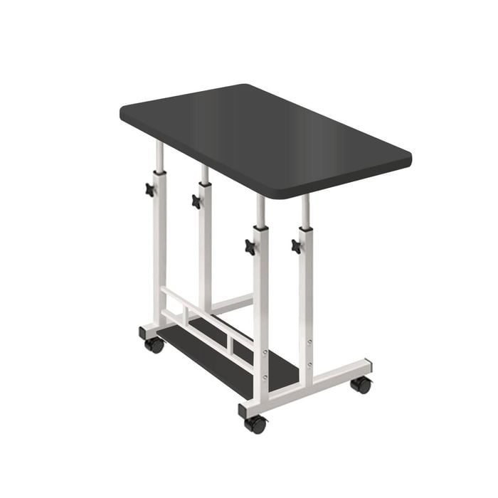 Foret Mobile Laptop Study Bedside Desk Storage Stand Adjustable Table 2 Shelf Black