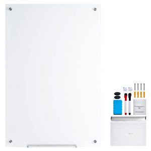 VEVOR Magnetic Glass Whiteboard White with Marker Tray an Eraser for Cleaning