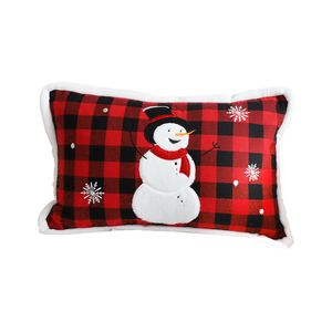 SOGA Red Christmas Snowman Lumbar Throw Pillow 30x50cm
