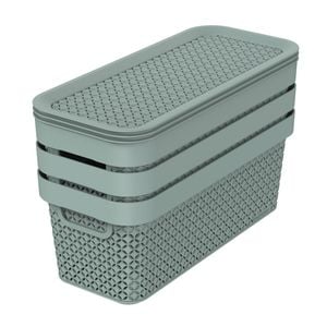 Ezy Storage 5.2L Mint Mode Basket with Lid - 3 Pack