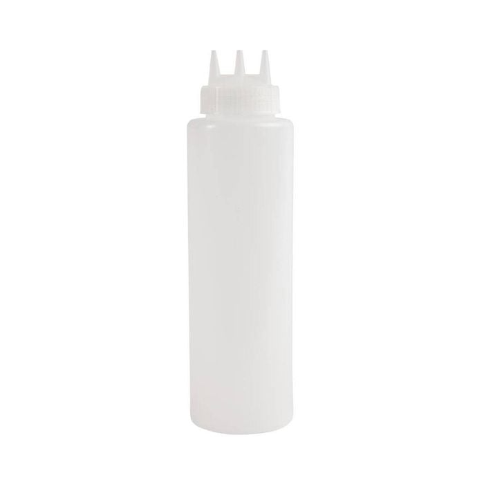 Vogue Squeeze Bottle 3 Nozzle Clear Polyethylene 1ltr 275x77mm Cw726 Kitchen Sauce Dispenser