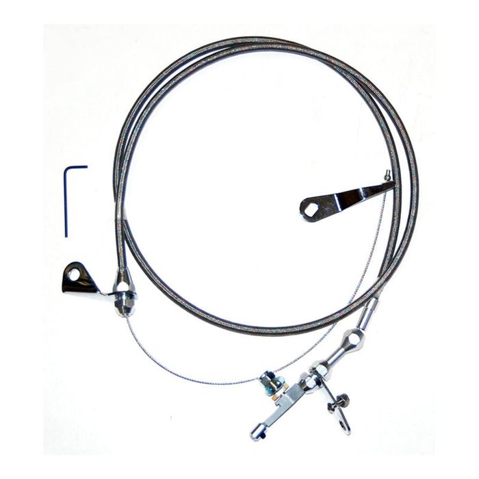 Cal Custom Flexible Kickdown Cable Kit Braided Stainless Steel Ford C-4 Hot Rod Street Rod