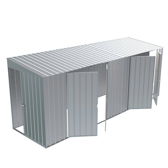 Build-a-Shed 1.5 x 5.2 x 2.0m Zinc Tunnel Shed Tunnel Sliding Door Plus Dual Double Hinged Side Doors