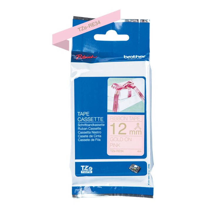 Brother 12mm x 4mm Gold on Pink Ribbon Cable Ties