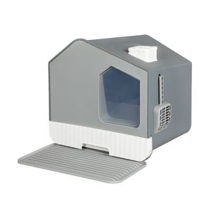 Pawz Chimney House Fully Enclosed Cat Litter Box Grey