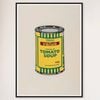 Galrie Banksy Soup Can Yellow Emerald Brown Poster - Iconic 2006 Art Print, Black Frame, A3 30 x 42cm (12 x 16inch)