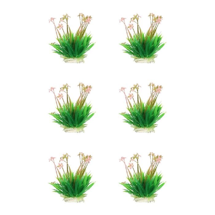 6PK Dudley's World Of Pets Aquarium/Fish Tank Resin Grass w/ Flowers Decor