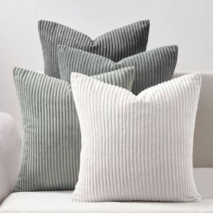 Gioia Casa Corduroy Velvet Cushion Covers - Soft Velvet Fabric with Hidden Zipper - Gradient Grey, 45cm x 45cm (Pack of 4)