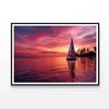 Sailboat on the Water & Sunrise  Print 100% Australian Made 90x60cm  (Poster)