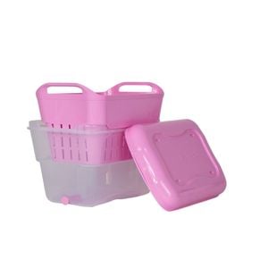 Strucket 4.5L Strainer Bucket with Lid Pink / Clear