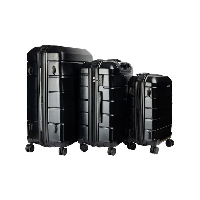 Olympus 3PC Artemis Luggage Set Hard Shell Suitcase ABS+PC  Jet Black